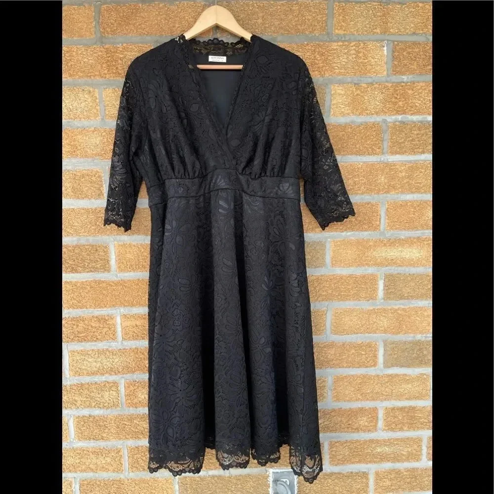 Kiyonna Mademoiselle Lace Dress - Onyx 2 X - Picture 4 of 11